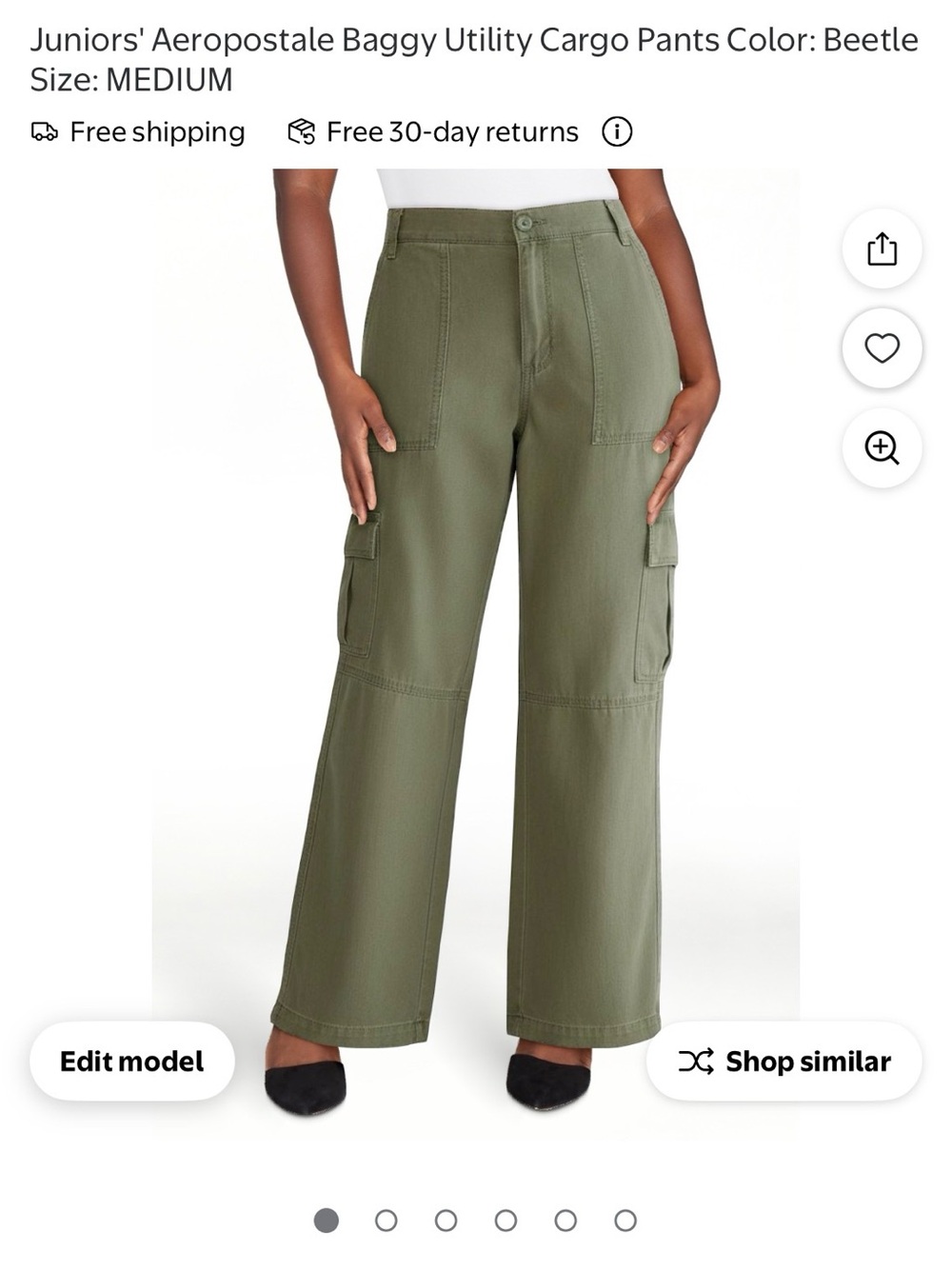 Aeropostale Wide-Leg Utility Cargo Pants in Beetle Green